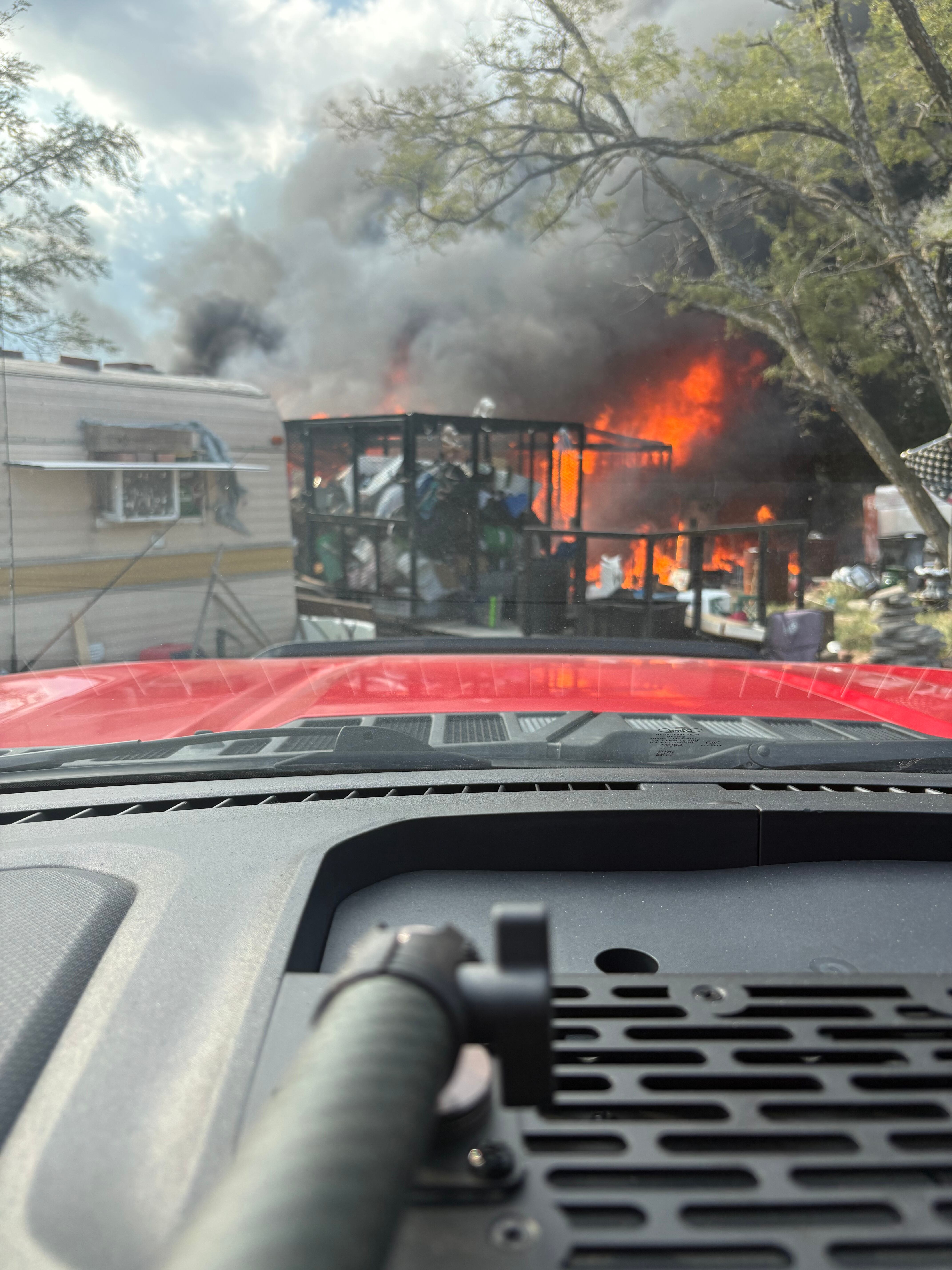 Trailer Home Destroyed by Fire East of Wellington