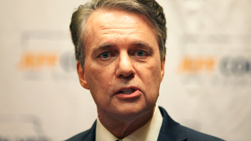 FILE - In this April 19, 2021 file photo, former Kansas Gov. Jeff Colyer formally launches his...
