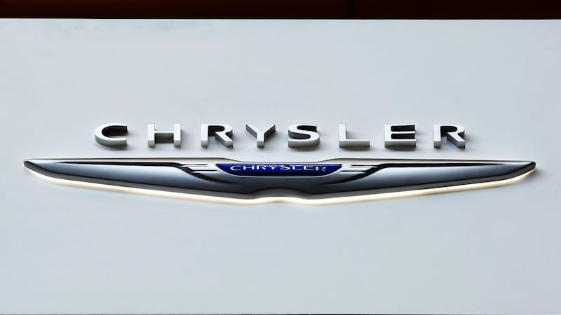 FILE - The Chrysler logo is on display at the Pittsburgh International Auto Show, Feb. 11,...