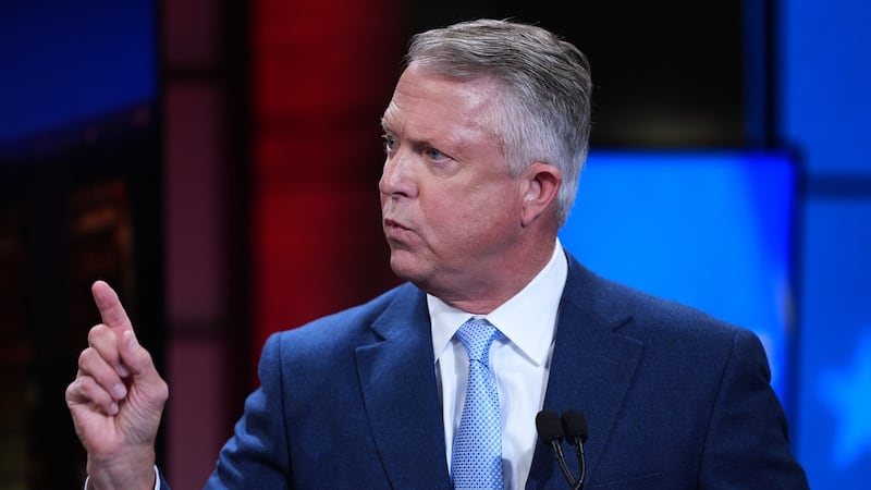 Republican Sen. Roger Marshall participates in a debate with Democratic nominee for U.S....