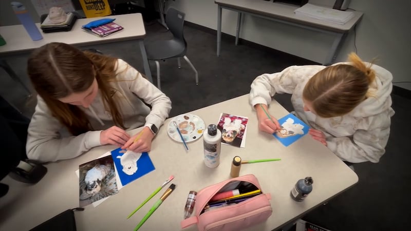 Students learn the power of giving through painting pet portraits