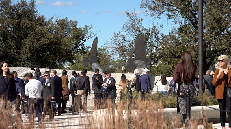 People visiting the National Desert Shield and Desert Storm Memorial after its dedication...
