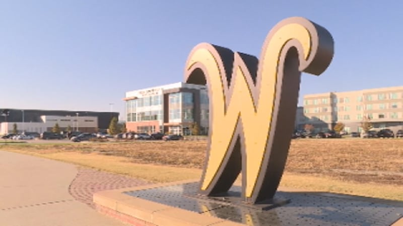 Wichita State University's logo outside the WSU's Innovation Campus.
