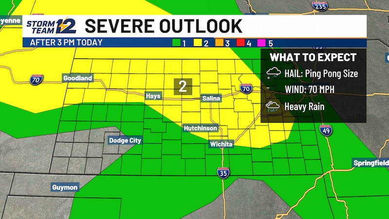 Strong to severe storms possible this evening.