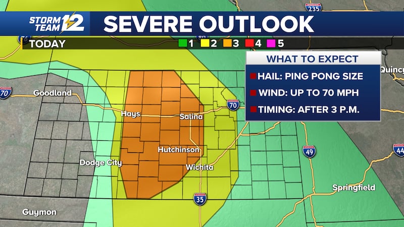 Severe storms expected after 3 PM today.