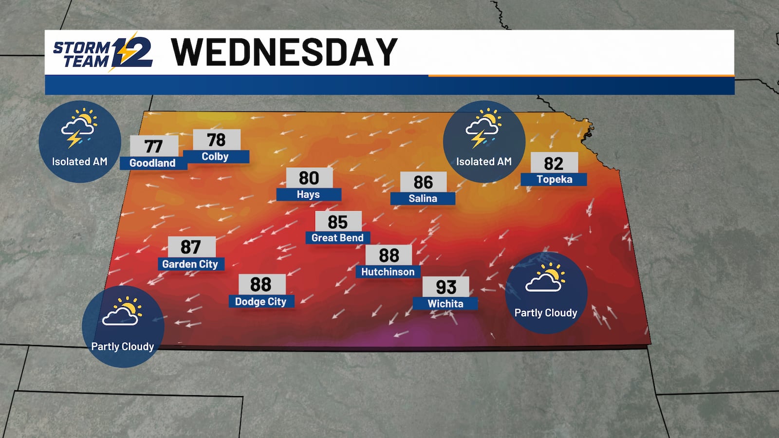 Cooling trend for now; isolated storms