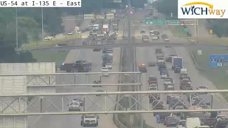 One person has died in a motorcycle crash in the westbound lanes of Kellogg at Grove.