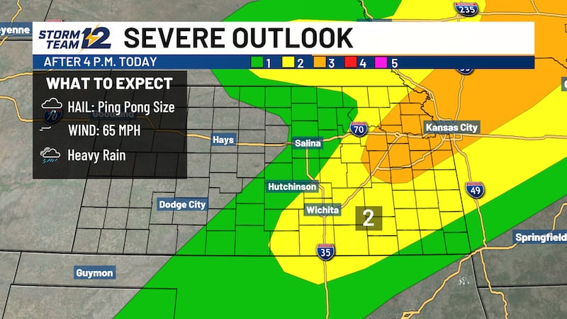 Strong to severe storms possible this evening.