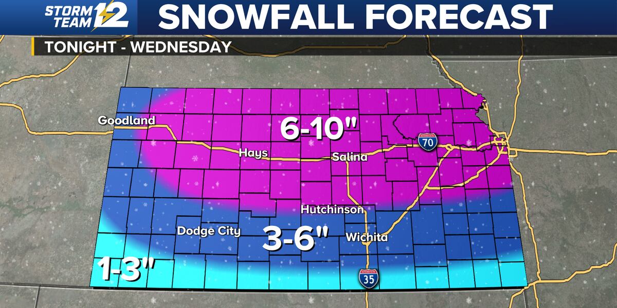 Eastern Kansas Springtime Snow spreads across Kansas tonight