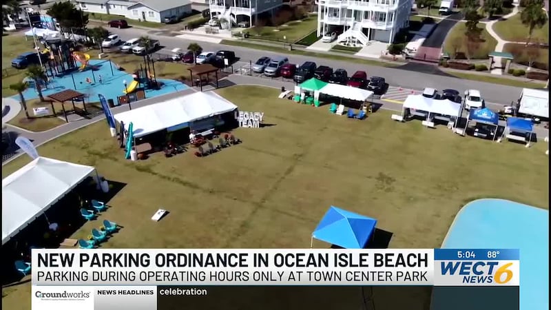Ocean Isle Beach commissioners approved a new ordinance banning parking at Town Center Park...