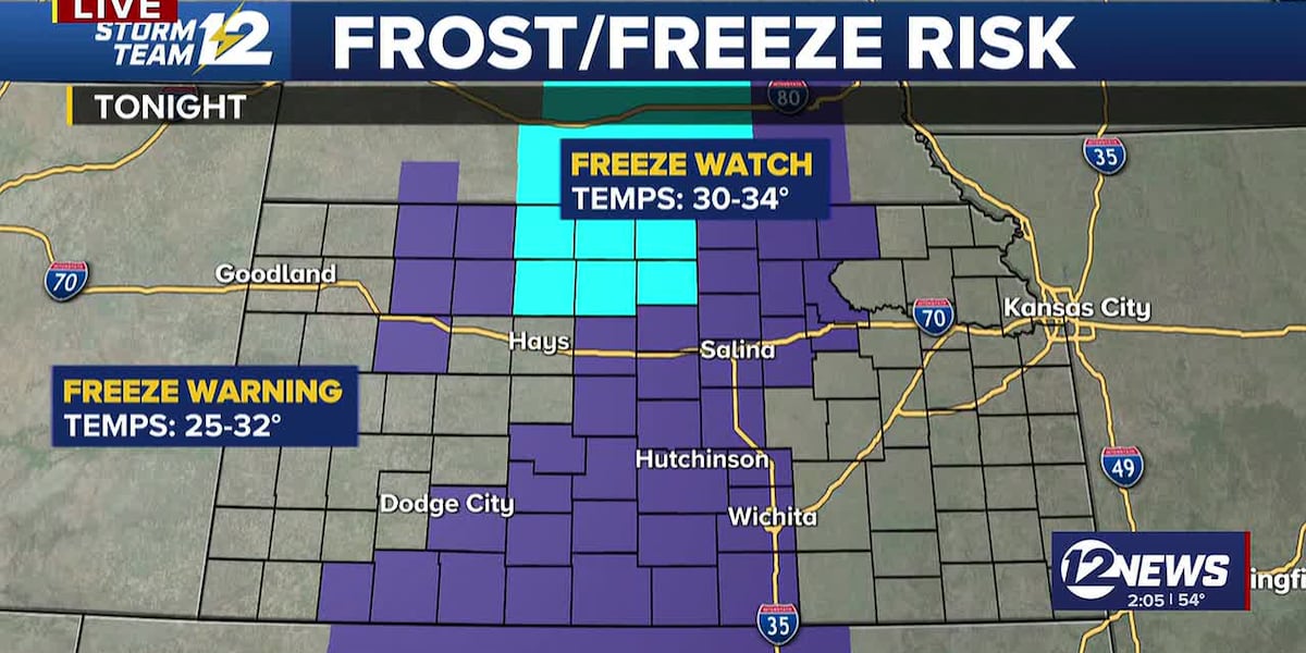 Afternoon update | First freeze warning of the season in Kansas